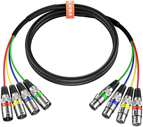 EBXYA 6ft 4 Channel XLR Snake - Premium XLR Male to XLR Female Snake Cable for Live, Recording, Studios