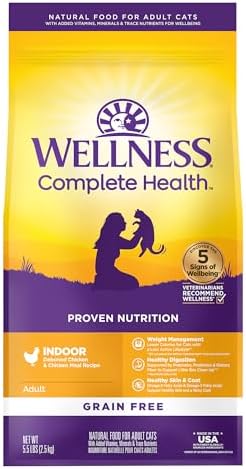 Wellness Natural Pet Food Complete Health Grain-Free Indoor Deboned Chicken Recipe Dry Cat Food, 5.5 Pound Bag