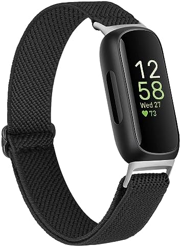Vancle Elastic Bands for Fitbit Inspire 3 Bands Women, Breathable Adjustable Replacement Stretchy Nylon Loop Wristband Sport Straps Compatible with Fitbit Inspire 3 Fitness Tracker