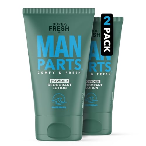 Super Fresh Man Parts Ball Deodorant for Men | Powder Lotion, Fresh Control Odor, Anti Chafing, Stop Itch, Absorb Sweat, Aluminum Free, 4 oz Tube (2PK)