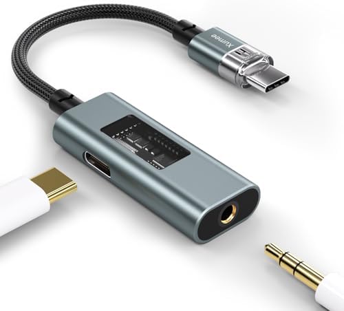 Xumee USB C to 3.5mm Audio Adapter and Charger (Hi-Res 32bit/384kHz,60W PD) 2 in 1 USB-C to Headphone Jack Aux Dongle for iPhone 16/15 Pro Max,Galaxy S25 Ultra S24, Pixel 8 and More