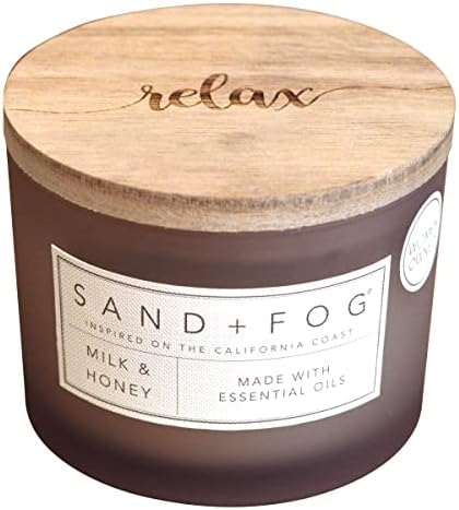 Sand + Fog Scented Candle – Milk and Honey – Additional Scents and Sizes – 100% Cotton Lead-Free Wick - Luxury Air Freshening Jar Candles - Perfect Home Decor – 12oz