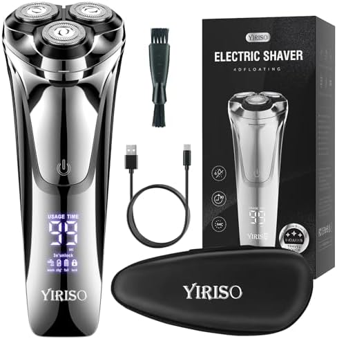 Electric Razor for Men, Men’s Electric Shavers, Wet & Dry Shaver with Pop-up Trimmer, USB-C Rechargeable Waterproof Portable Shaver with LCD Display/Travel Organizer/Travel Lock Ideal Men Gift