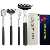 Oversized Back Scratcher Gift Set, 4 Pack Portable Extendable Stainless Steel Telescoping Massage Tool, Gift/Stocking Stuffers for Men Women