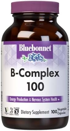 Bluebonnet Nutrition B Complex, Complete Full Spectrum, Vitamin B6, B12, Biotin, Folate, Vegan, Vegetarian, Gluten, Soy & Milk Free, Kosher, 100 Count