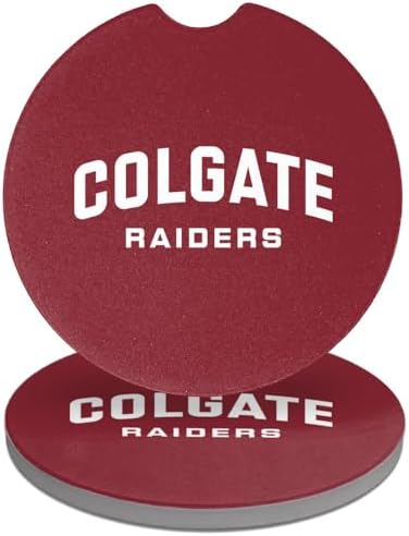 Colgate University Raiders Logo Car Coasters, Pack of 2, 2.5" Ceramic Stone, Drink Coaster for Cup Holders with Finger Notch