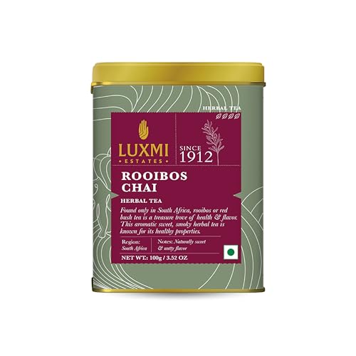 Luxmi Estates - Rooibos Chai - Organic Rooibos Tea with Spices - Loose Leaf - 100g (50 Cups) | Limited Fall Tea | Special Edition Autumn Tea with Cinnamon, Cardamom and Clove | Perfect for Moments of Relaxation and Tranquility