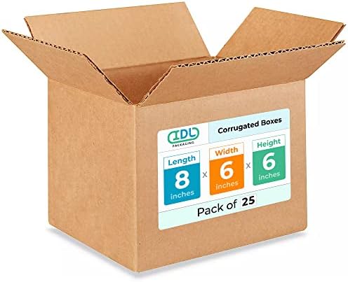 Small Moving & Shipping Boxes 8"L x 6"W x 6"H (25-Pack) - Extra Strength 200 lb vs Regular Boxes - Corrugated Cardboard Boxes for USPS/UPS/FEDEX - Packing Box - Eco Shipping Boxes by IDL Packaging