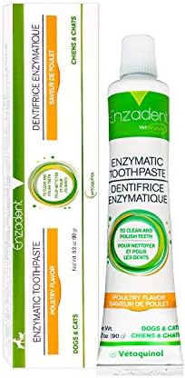 Vetoquinol Enzadent Enzymatic Toothpaste for Cats & Dogs – 3.2 oz, Poultry Flavor – Triple Enzyme Formula for Healthy Teeth & Gums – Oral Dental Care: Removes Plaque, Polishes Teeth & Freshens Breath