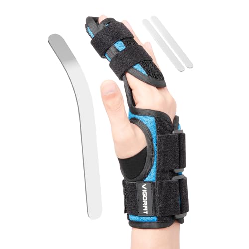 2 Finger Splint for Trigger Finger, Broken Fingers, Knuckle Sprains - Double Finger Support for Index, Middle, Ring Finger, Unisex Sizes, Right Hand, M
