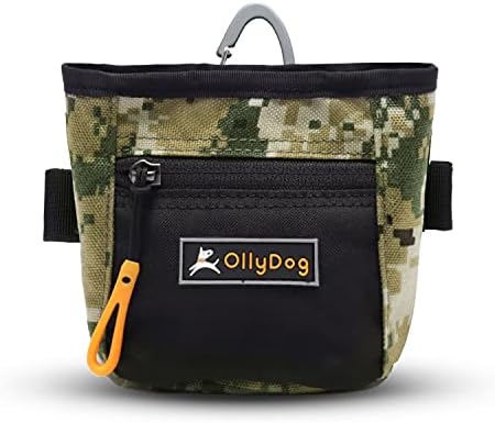 OllyDog Goodie Treat Bag, Dog Treat Pouch, Waist Belt Clip for Hands-Free Training, Magnetic Closure, Dog Training and Behavior Aids, Three Ways to Wear (Woodland Camo)