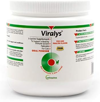 Vetoquinol Viralys L-Lysine Supplement for Cats - Cats & Kittens of All Ages - Immune Health - Sneezing, Runny Nose, Squinting, Watery Eyes - Flavored Lysine Powder