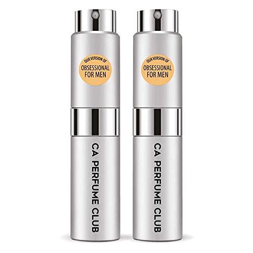 CA Perfume Impression of Calvin K. Obsessional For Men Replica Version Fragrance Dupes Concentrated Long Lasting Eau de Parfum Spray Refillable Atomizer Bottle 0.27 Fl Oz-X2