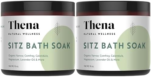 Thena Organic Sitz Bath Soak 2 Pack | Postpartum Essentials 100% Natural & Gentle with Pure Epsom & Dead Sea Salts Witch Hazel Lavender Essential Oil