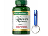 Nature S Bounty Magnesium Glycinate 240 mg, 180 Capsules +Bundle with VITACARE Emergency Whistle Keychain for Ourdoor