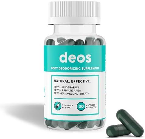 DEOS Internal Deodorant Supplement – Full Body Deodorizer for Gut Health, Skin Health, Detox & Digestion Support – Natural Odor Control Chlorophyll Pills for Head-to-Toe Freshness | 30 Capsules