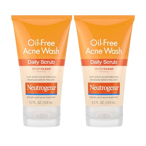 Neutrogena Oil-Free Acne Face Scrub, 2% Salicylic Acid Acne Treatment, Daily Face Wash to help Prevent Breakouts, Exfoliating Facial Cleanser for Acne-Prone Skin, Twin Pack, 4.2 fl. oz, 2 Pack