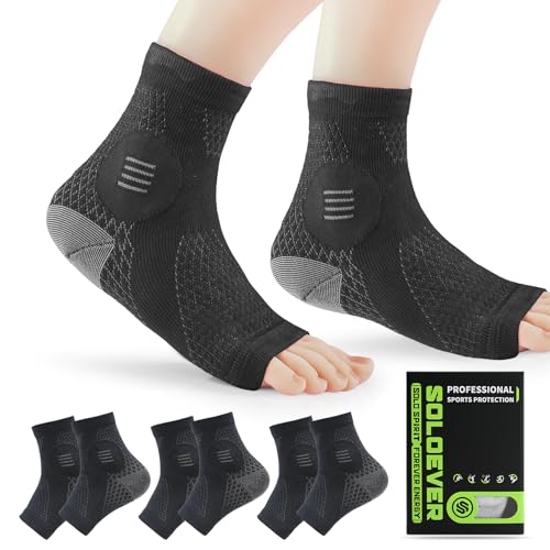 3 Pairs Neuropathy Socks for Women & Men, Toeless Plantar Fasciitis Socks for Achilles Tendonitis Relief, Arch Support, Foot Pain Relief, Compression Ankle Socks for Swelling (Black+Black+Black, X-Large)