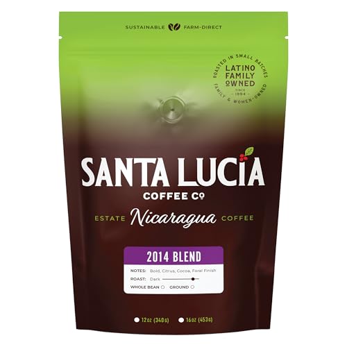Specialty Volcanic Nicaraguan - 2014 Bold Dark Roast Coffee, Rich & Intense, Low Acid, 91 Point, SHG, Small Batch Roasted, Farm Direct, 100% Single-Origin | Santa Lucia Coffee | Ground 16oz