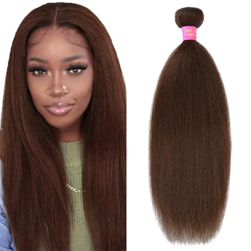 24 inch Brown Kinky Straight Bundles Yaki Straight Human Hair Bundles 100% Unprocessed Brazilian Virgin Hair Kinky Straight Human Hair For Black Women