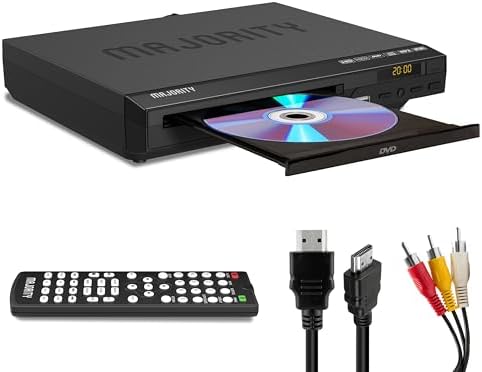 HDMI DVD Player for TV | 1080P Region Free DVD Players for Smart TV | Mini DVD Player with USB, CD & MP3 | HDMI Cable, RCA Cable & Remoted Control | MAJORITY DVD Player