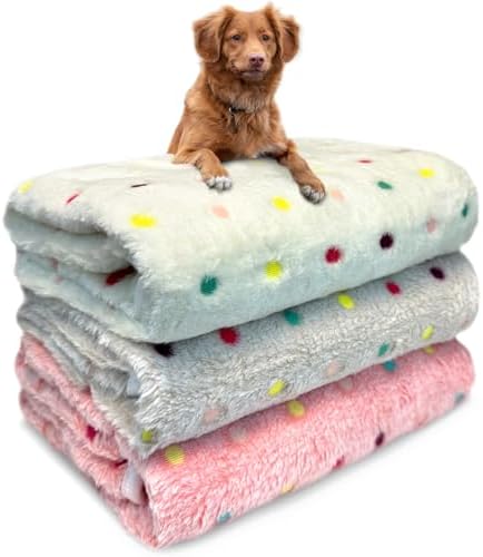 Dog Blankets for Medium Large Dogs Washable, 3 Pack Pet Blanket Washable 41" x 31", Fuzzy Soft Puppy Blanket Throw Cover for Kennel Crate Bed, Blanket for Dogs, Pet Blankets for Dogs