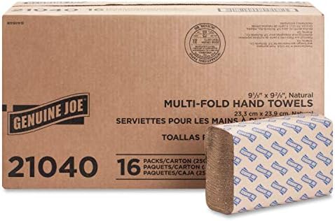 Genuine Joe GJO21040 Multifold Natural Towels, 9.25" x 9.40",Packaging may vary, Pack of 4000