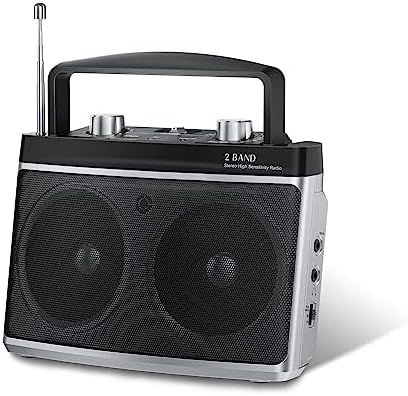 Portable AM FM Radio with Best Reception, Transistor Radio with Bluetooth Plug in Wall or Battery Powered,Stereo Radio,Headphone Jack, Aux in,Small Radio for Home,Gift,Seniors