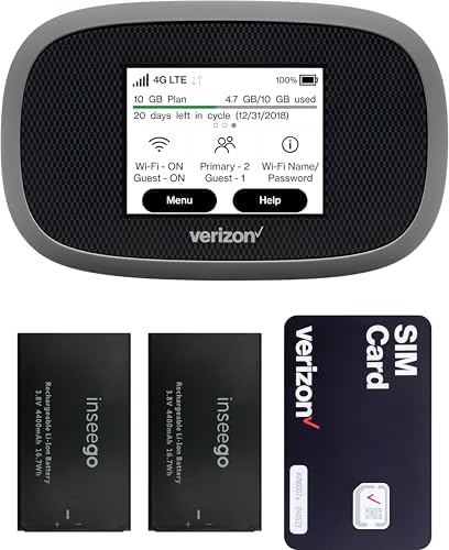 Verizon Wireless Jetpack Inseego MiFi 8800L | Unlocked Mobile Hotspot for Travel | 4G Mobile Portable WiFi | LTE Cat18 Up to 1 Gbps | Usage Up to 24 Hours | EVDO-LINK Bundle - Verizon Sim Card