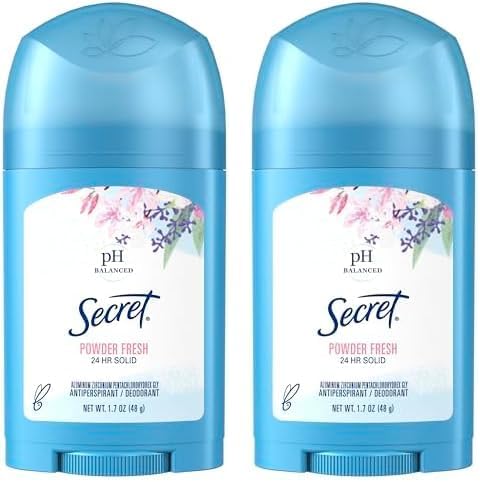 Secret Solid Antiperspirant and Deodorant Shower, Powder Fresh, 1.7 Ounce (Pack of 2)