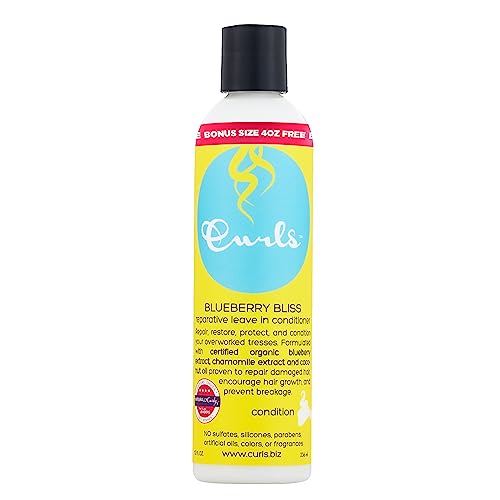 Curls Blueberry Bliss Reparative Leave In Conditioner - 12 oz, Helps Repair Damage and Prevent Breakage, Conditioner for Curly Hair, Wavy, and Coily Hair Types