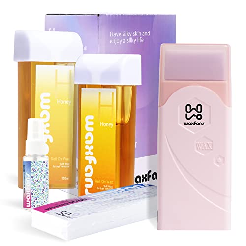Roll On Wax kit,Waxing Kit for Sensitive Skin, Wax Roller, Roll On Wax Warmer for Hair Removal,at Home Waxing Kit for Women men,Soft Wax Heater for Larger Areas of the Body(pink)