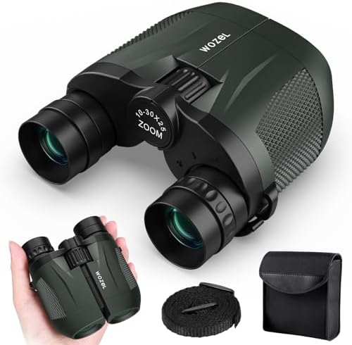 10-30x25 Small Compact Binoculars for Adults - WOZEL High Powered Zoom Binoculars for Bird Watching Hunting Hiking Travel Sports - Lightweight Binoculars with Large & Bright Field of View for Kids