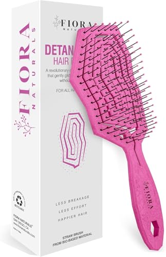 Fiora Naturals Hair Detangling Brush -100% Bio-Friendly Hair Detangler Brush w/Ultra-soft Bristles- Glide Through Tangles with Ease - For Curly, Fine, Women, Men, Kids, Toddlers, Wet and Dry Hair