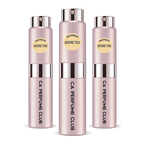 CA Perfume Impression of Christian D. Adores You For Women Replica Version Fragrance Dupes Concentrated Long Lasting Eau de Parfum Spray Refillable Atomizer Bottle 0.27 Fl Oz-X3
