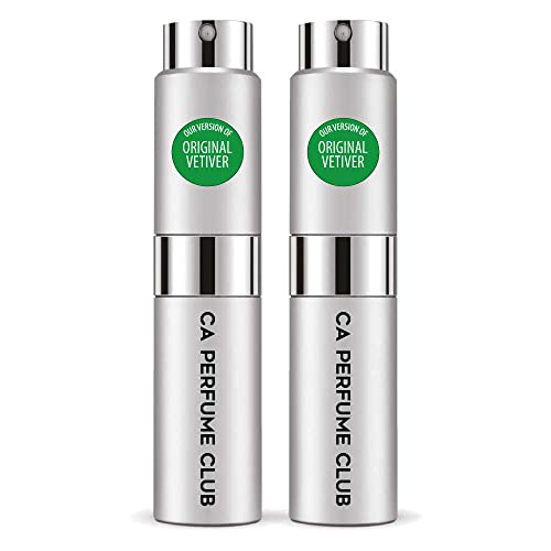 CA Perfume Impression of Original Vetiver For Men Replica Version Fragrance Dupes Concentrated Long Lasting Eau de Parfum Spray Refillable Atomizer Bottle 0.27 Fl Oz-X2