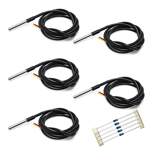 Gikfun 5PCS 1M DS18B20 Temperature Sensor Waterproof Digital Thermal Probe Sensor for Arduino EK1083