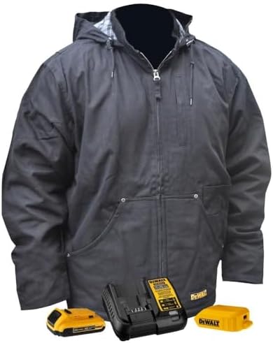 DEWALT Unisex Adult With 2.0ah Battery and Charger DEWALT Heated Heavy Duty Work Coat, Black, X-Large US