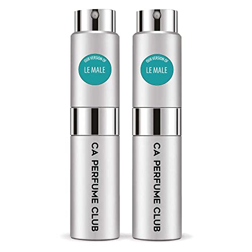 CA Perfume Impression of Jean P. Guiltier Le Male For Men Replica Version Fragrance Dupes Concentrated Long Lasting Eau de Parfum Spray Refillable Atomizer Bottle 0.27 Fl Oz-X2