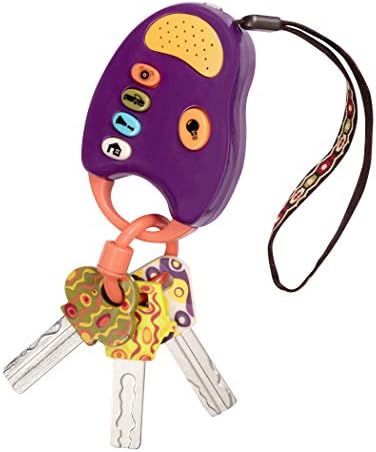 B. toys – Toy Car Keys – Key Fob with Lights & Sounds – Interactive Baby Toy – Pretend Keys for Babies, Toddlers – 10 Months + – FunKeys – Purple