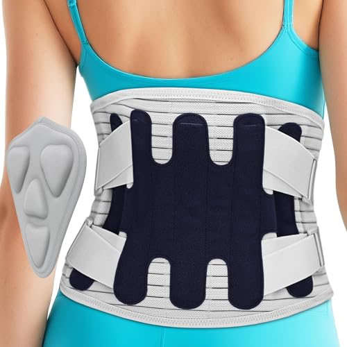 Back Brace for Lower Back Pain Women Men, Adjustable Lumbar Support Brace with Bionic Support System, Breathable Lower Back Brace for Work and Daily Use (Gray, X-Large)