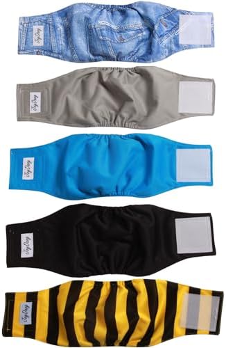 Reusable Dog Belly Bands for Male Dogs Diapers,5 Pack Premium Washable Dog Diapers Male Doggie Nappies Wrap,XXL
