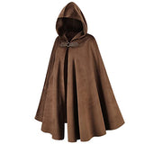 LMYOVE Men Hooded Cloak, Full Length Adult Medieval Renaissance Costume with Hood, Velvet Cape Halloween Dress Up, Brown