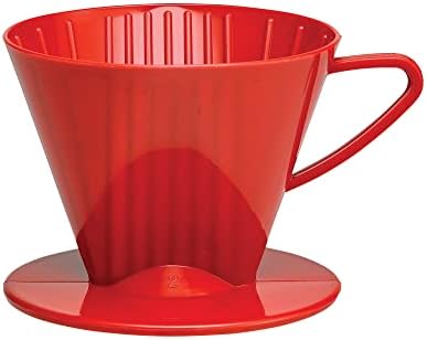 Fino Pour-Over Coffee Brewing Filter Cone, Number 2-Size, Red, Brews 2 to 6-Cups