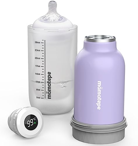 Upgrade Portable Bottle Warmer on The go, Travel Baby Breast Milk Warmer for All Infant Bottles, Digital Water Temp Display Lid, BPA Free, Hot Water Heating Insulated Thermo,15.5 oz