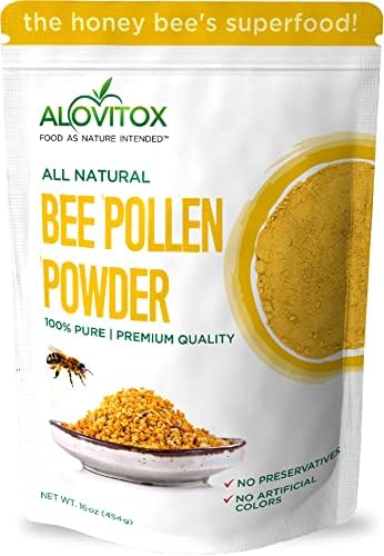 Alovitox Fresh Bee Pollen Powder | 100% Pure, Fresh, Raw | Supports The Immune System | Proteins, Vitamins B6, B12, C, A | Gluten Free, Non-GMO | 16 Oz