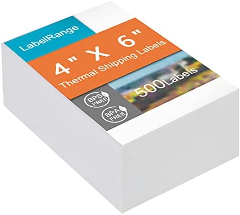 4x6 Thermal Labels, Commercial Grade Shipping Labels (Pack of 500 4x6 Fan-Fold Labels), LabelRange, Zebra, Rollo, Munbyn Compatible