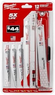 Milwaukee Electric Tool 49-22-1129 Sawzall Reciprocating Saw Blade Set, 12 Pc, White