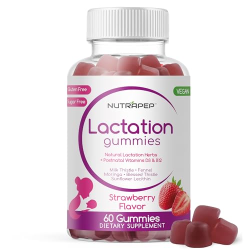 NutraPep Lactation and Postnatal Support Gummies - Milk Production Supply Increase Supplements for Breastfeeding Women - with Vitamins D3 B12 Milk Thistle Fennel Seed Moringa Sunflower Lecithin