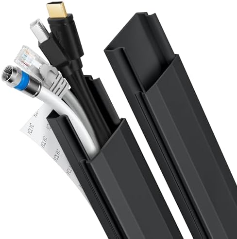 62.8in TV Cable Hider - Cord Hider Cable Management Wall, Cable Raceway Black Wire Hider, Paintable Cable Concealer for Wall Mounted TV, Wall Wire Covers for Cords, 4* L15.7in *W1.2in *H0.59in